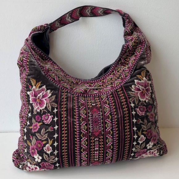Johnny Was Bags Nwt Johnny Was Embroidered Silk Velvet Hobo Poshmark
